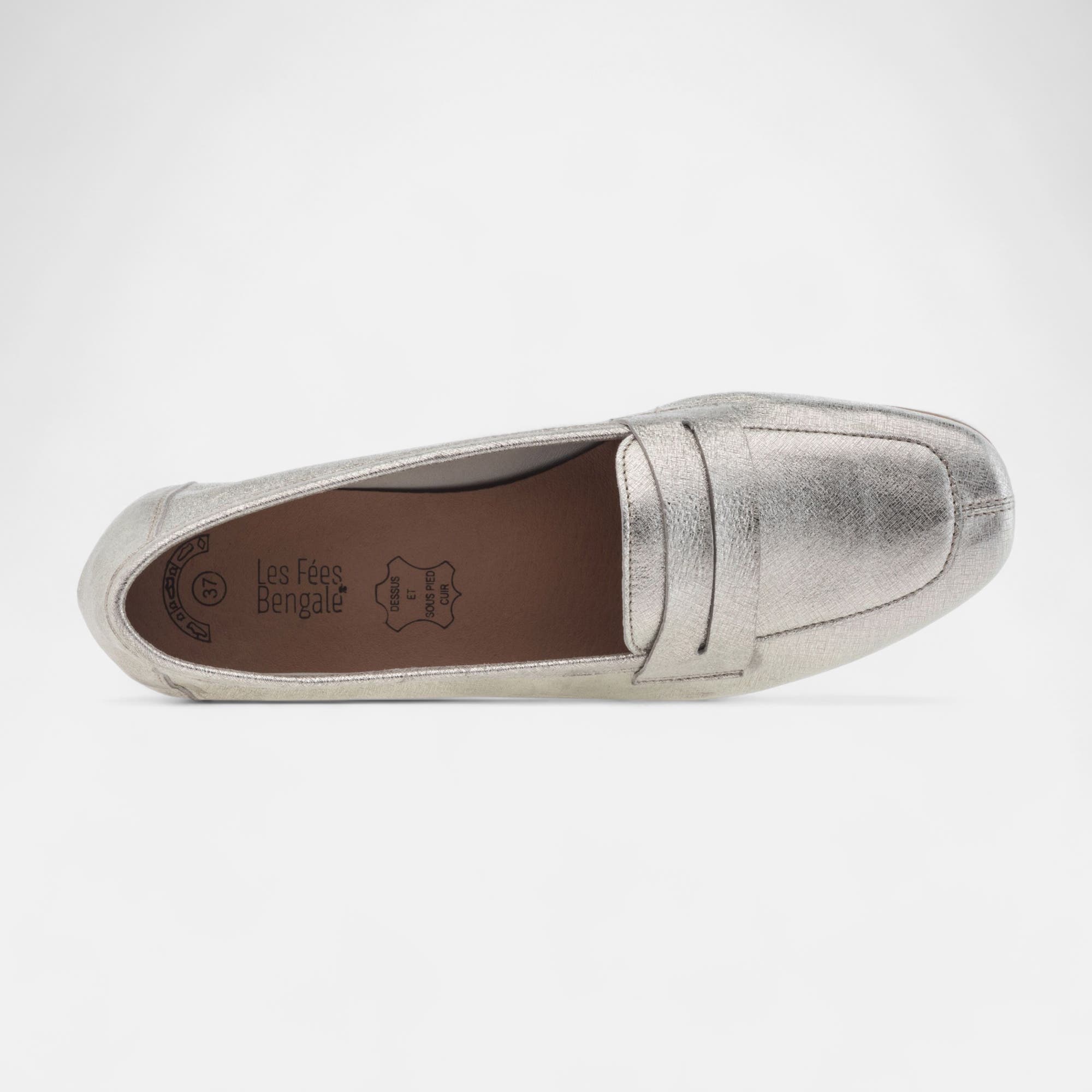 Mocassins Femme en cuir or