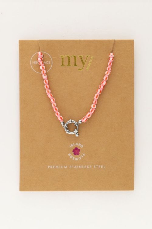Island roze kralen ketting met slotje
