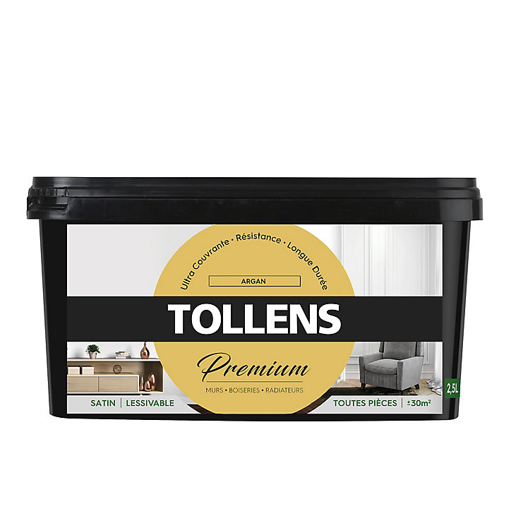Peinture Tollens premium murs, boiseries et radiateurs argan satin 2,5L