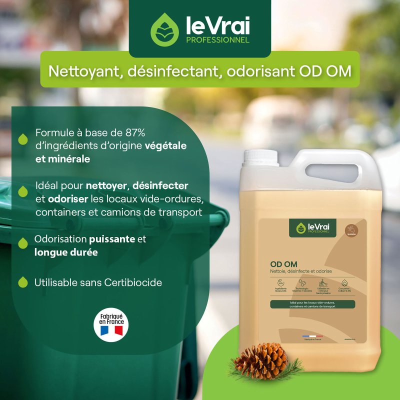 Détergent désinfectant homologué Le Vrai professionnel OD OM Pin des Landes - Bidon de 5 L