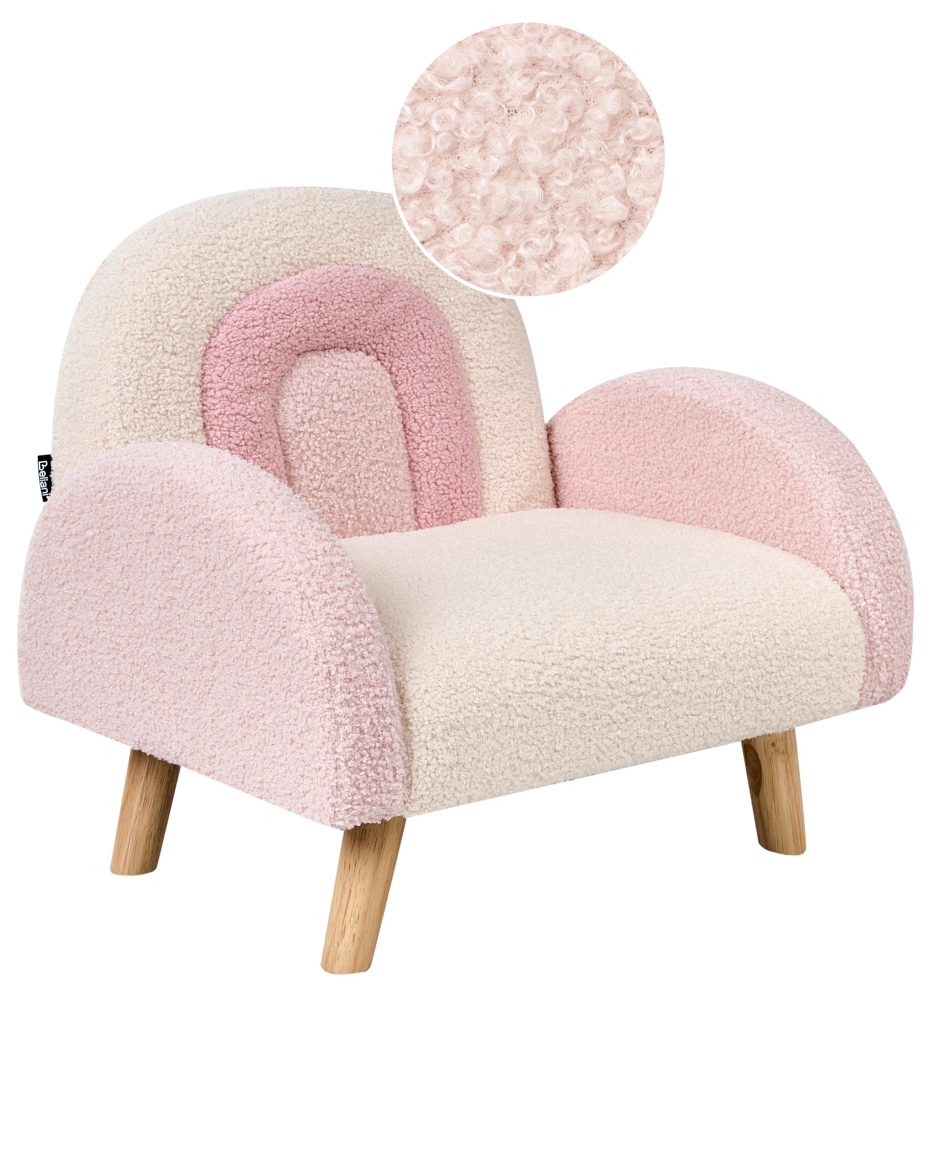 Kinderfauteuil Regenboog OMBO Bouclé Pastelroze