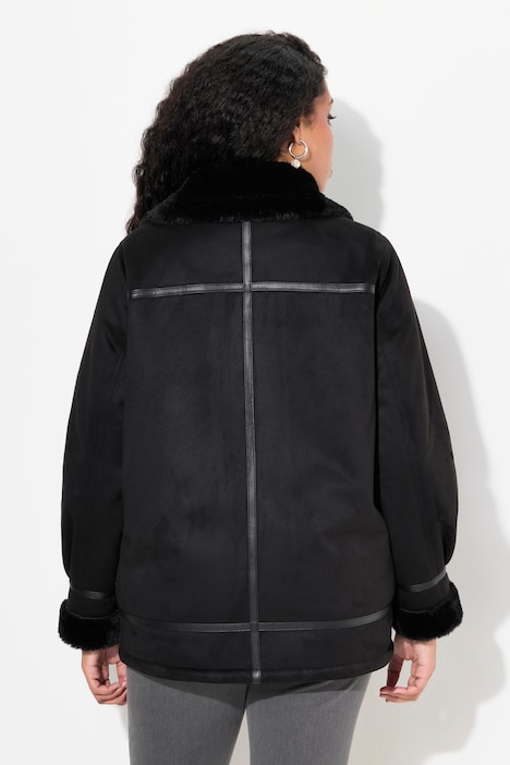 Aviator-Jacke, Shearling, Lammfelloptik, Kragen
