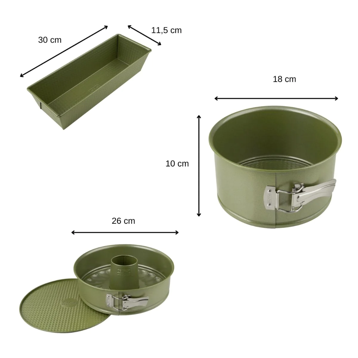 Ensemble de 3 moules à gâteaux Green Vision Zenker