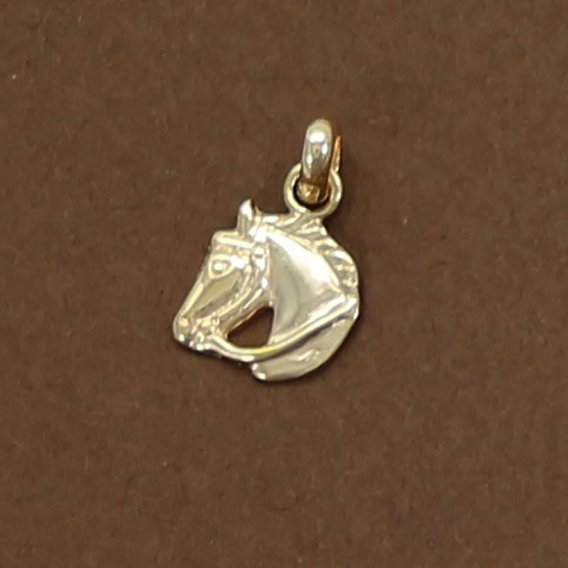 Pendentif cheval petite tête de pur-sang - Plaqué or