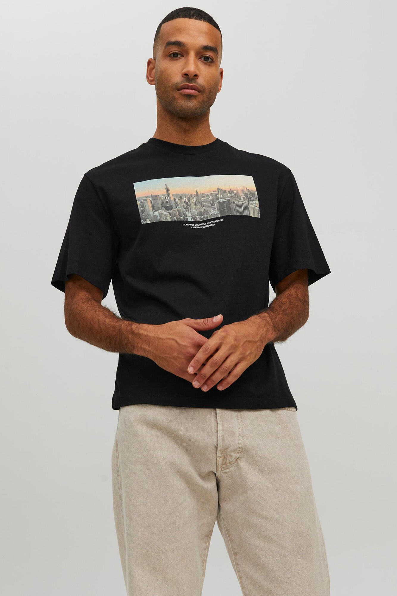 Camiseta de manga curta estampada - Preta