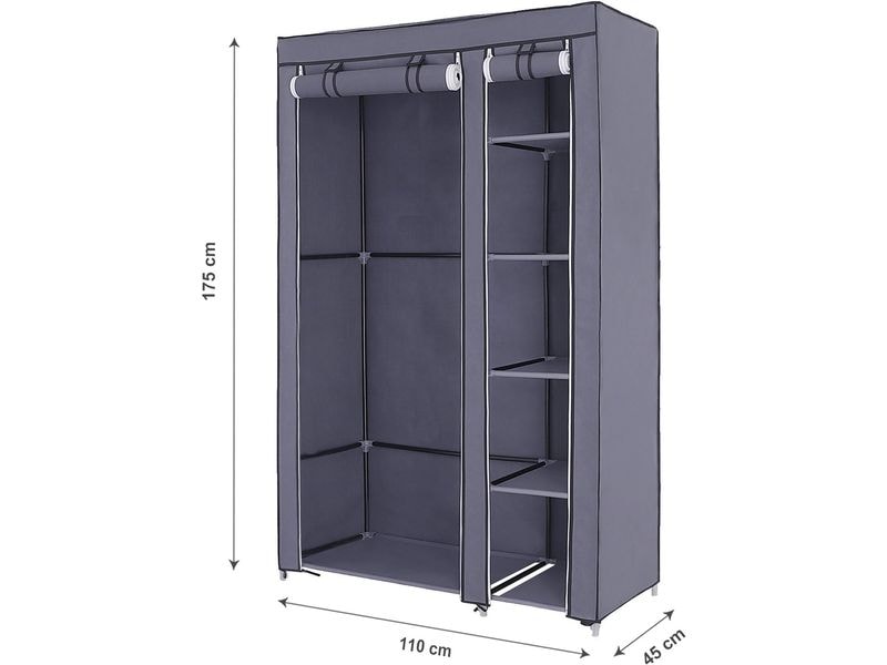 Songmics Regal 110 cm x 175 cm, Grau Stoffschrank
