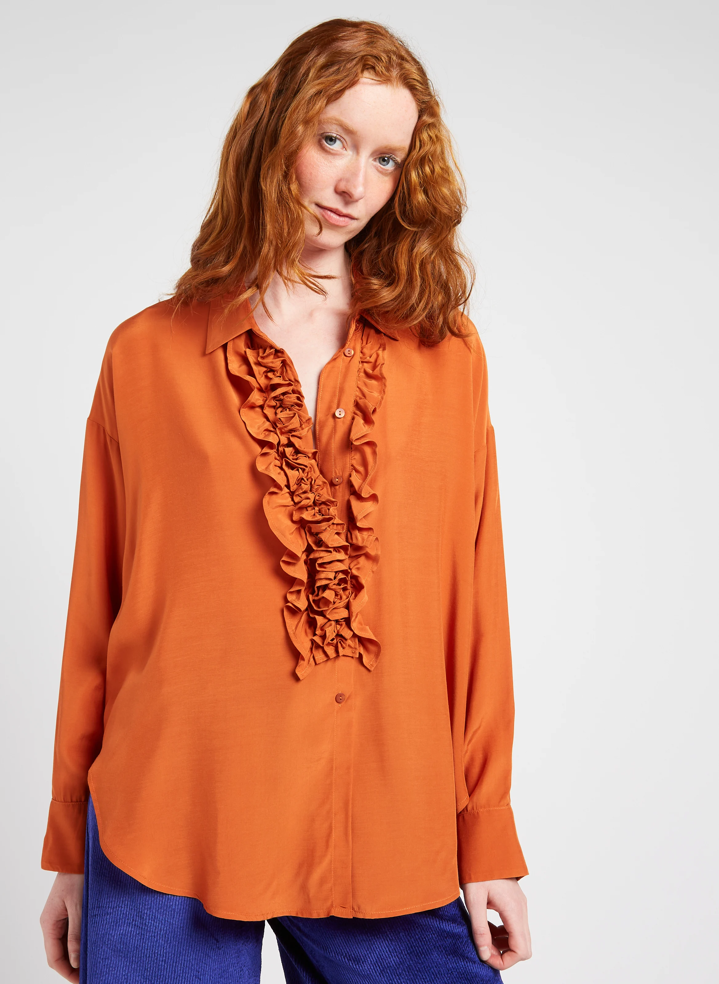BILANCIA - Chemise droite à volants| Orange