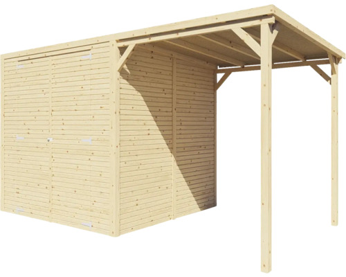 Bertilo Cubico 3 Plus Fineline Rhombus profiel tuinhuis, 373 x 211 cm, naturel