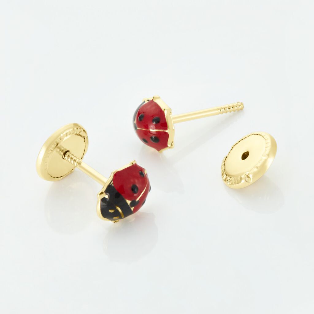 Boucles D'oreilles Puces Or Jaune Helidie Email
