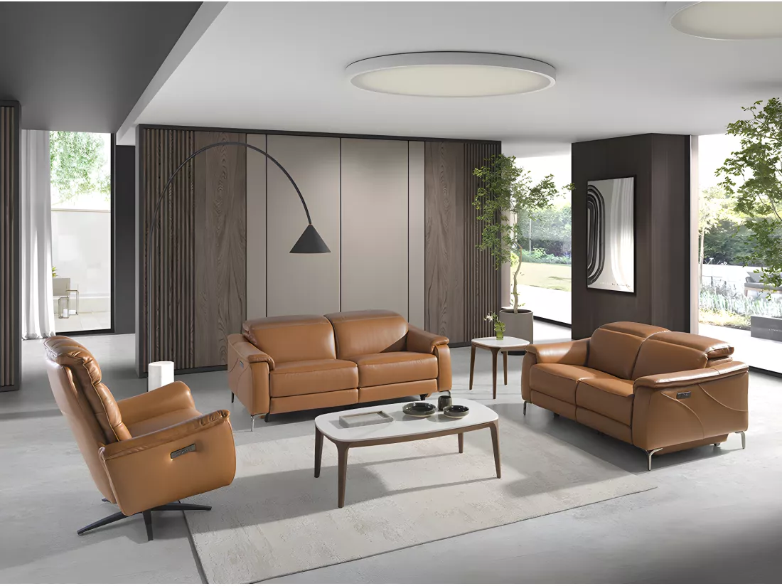 Fauteuil pivotant en cuir marron 5117 ANGEL CERDA