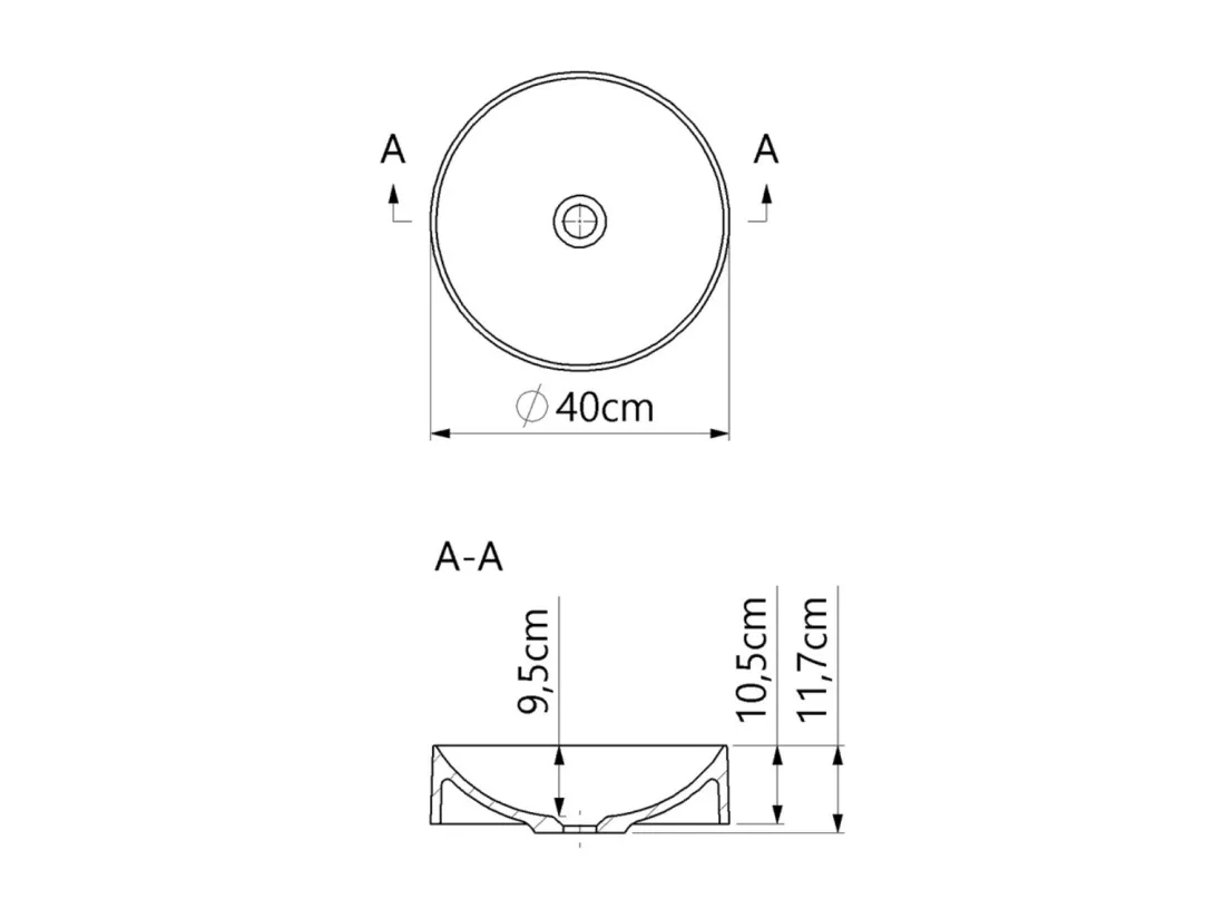 Vasque à poser OSCAR - 75% Minéral Blanc Brillant Ronde 40cm*H11.7cm - LAVABERG