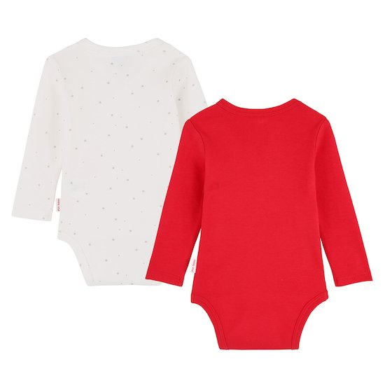 Noël Lot de 2 bodies manches longues   rouge et blanc        de               P'tit bisou