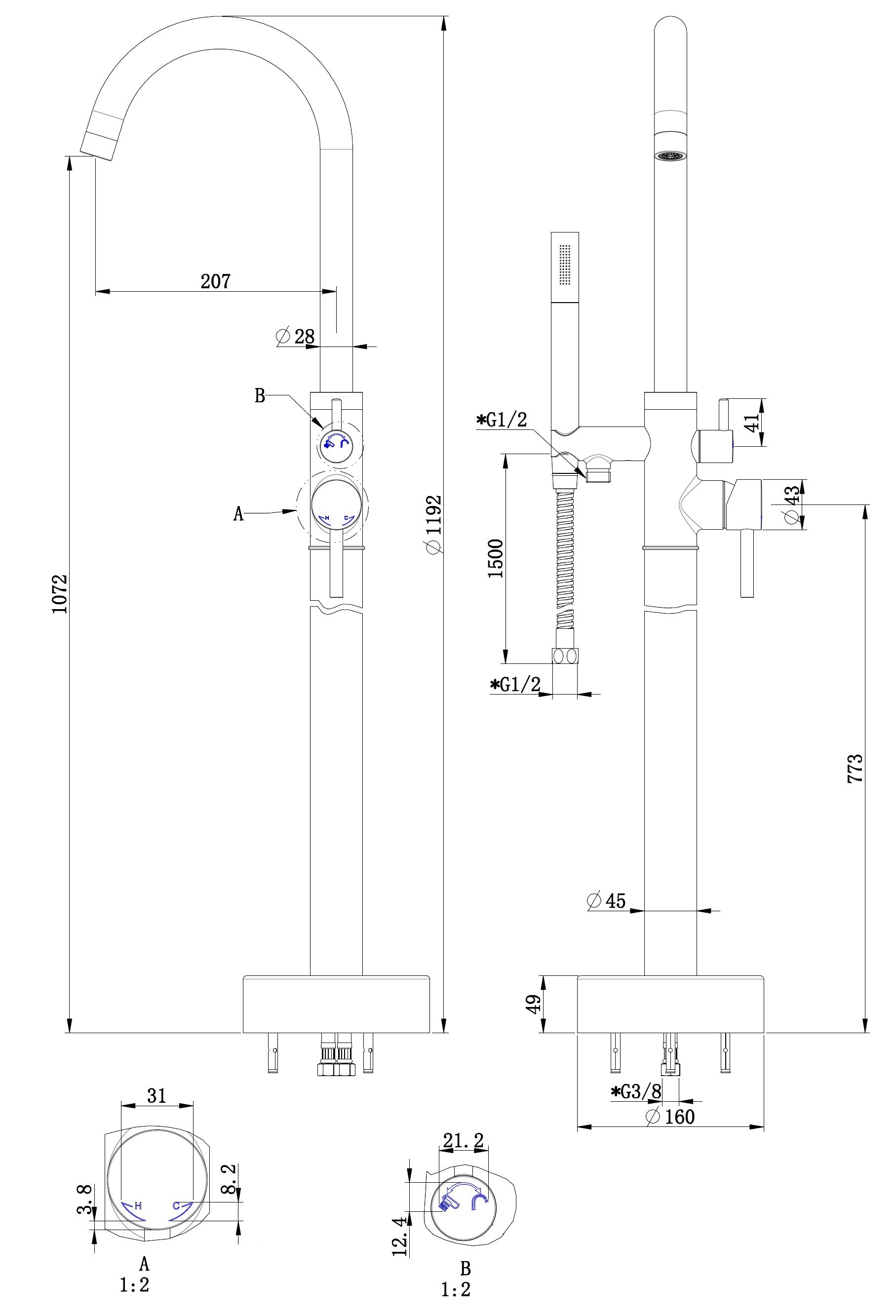 Best Design Nero Sonnau vrijstaande badkraan mat zwart