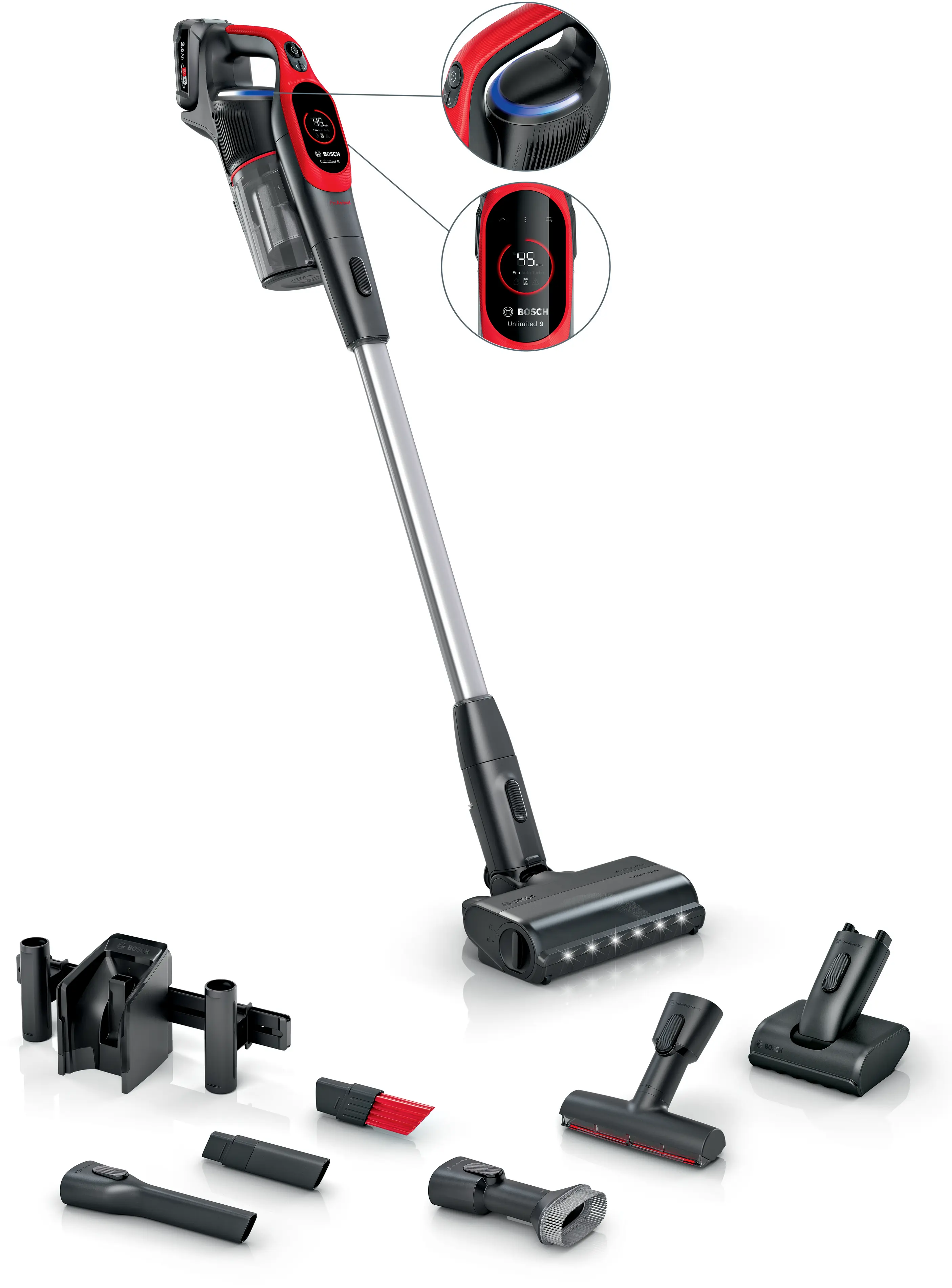 Draadloze steelstofzuiger Unlimited 9 ProAnimal Rood BBS931PET