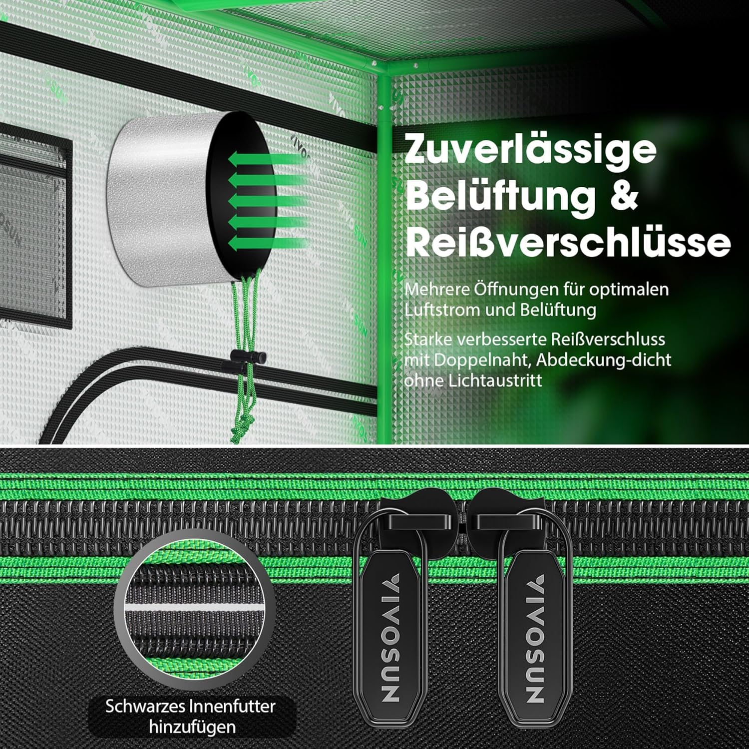 Premium Growzelt Komplettset mit Grow Zubehöre, High-Tech Growing Tent Kit mit Smart-Controller, Vollspektrum LED Pflanzenlampe, Ventilator, Belüftungssystem (60x60x160cm)