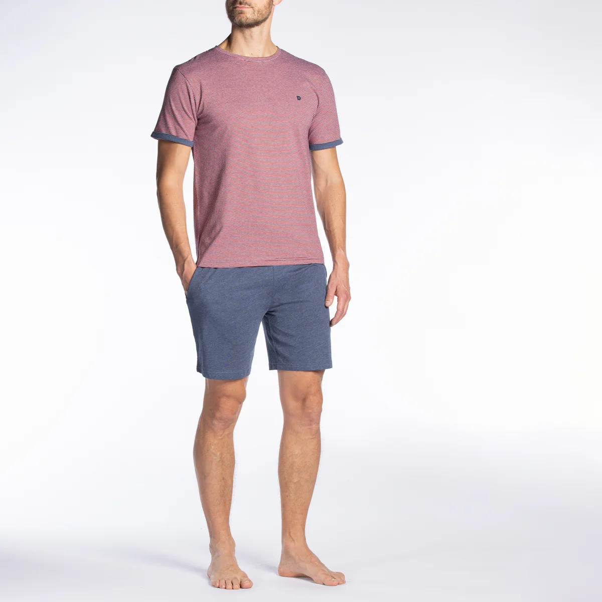 Pyjashort homme COCON rayé/bleu chiné