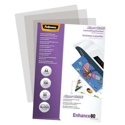 Fellowes - 100 pochettes de plastification A4 (216 x 303 mm) - 80 microns - brillantes