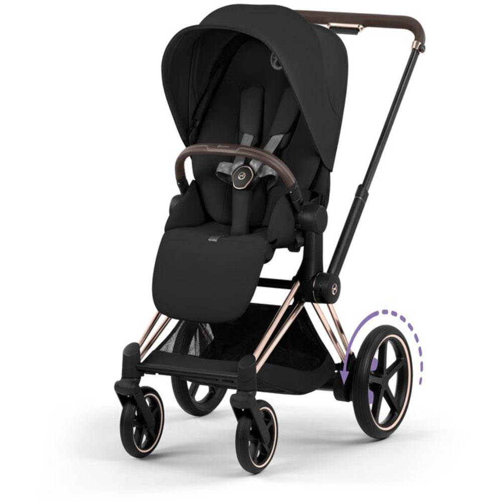 Køb Cybex Sepia Black/Black Epriam Comfort Rosegold Inklusiv Foldbar Liggedel