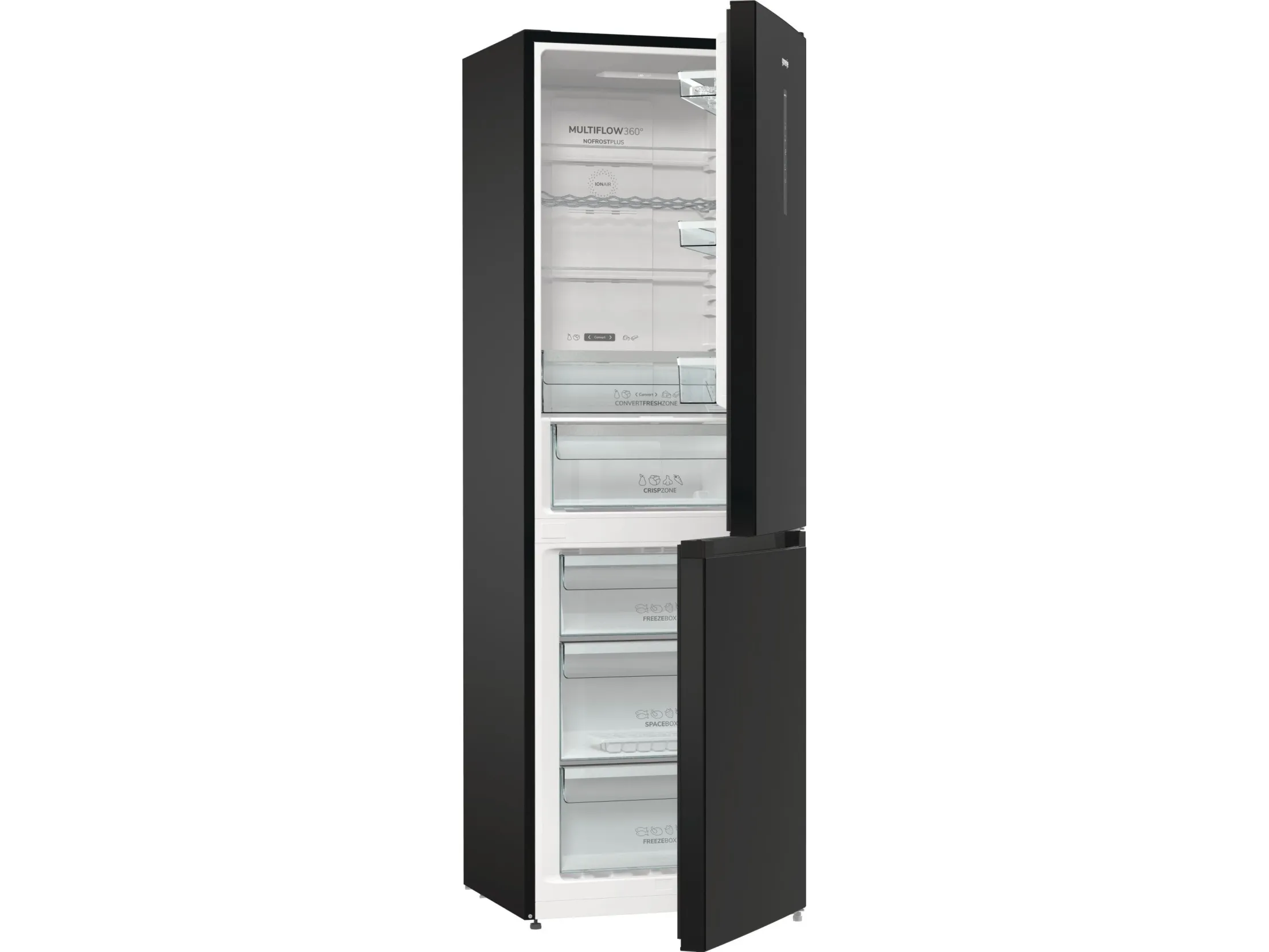 Gorenje NRK6192ABK4 - Køleskab/fryser - bund-fryser - bredde: 60 cm - dybde: 59.2 cm - højde: 185 cm - 300 liter - Klasse E - sort