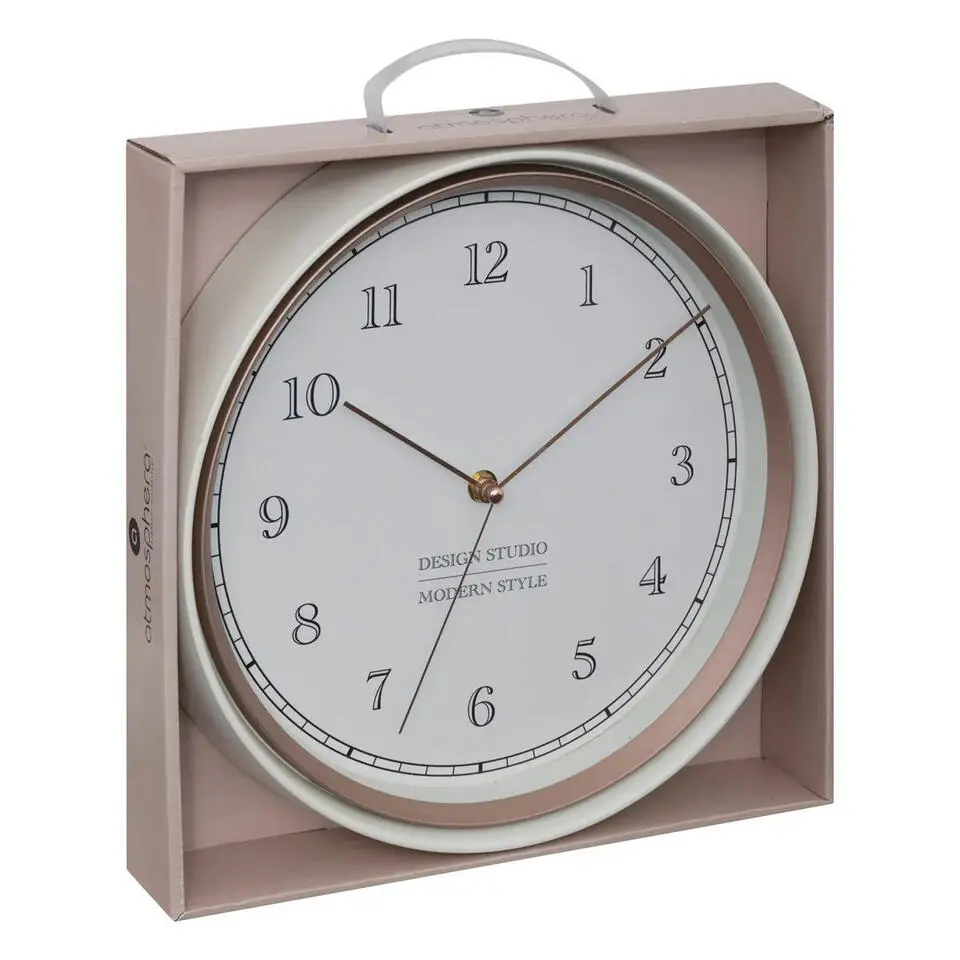 Atmosphera Wandklok Montreux - Kunststof/glas - D29cm - creme wit