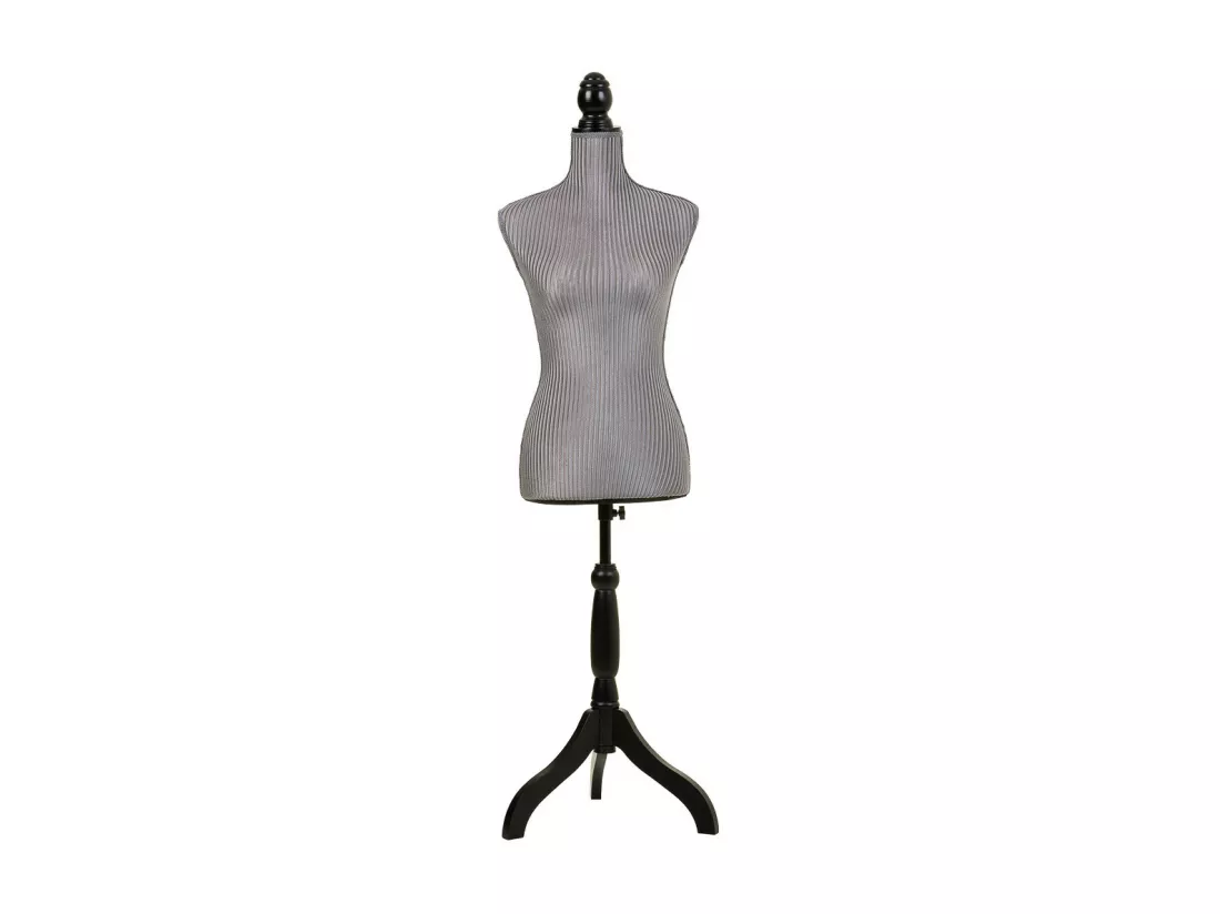 Mannequin en bois et mousse habillé de tissu gris 24x37,5x168h