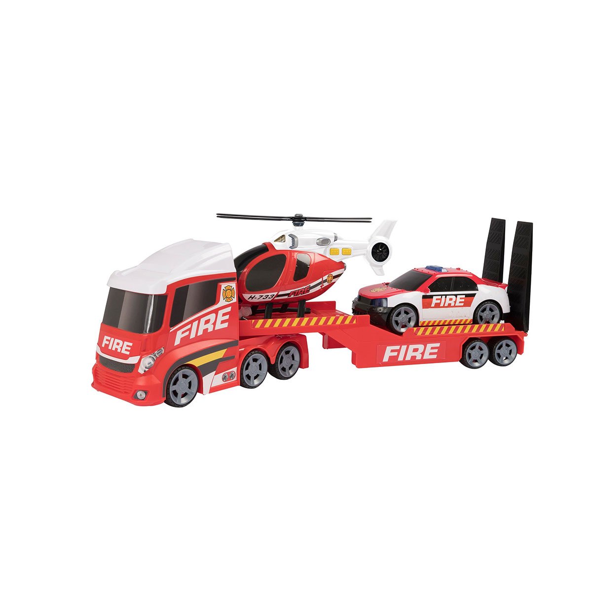 Grand transporteur + 2 véhicules de police ou pompier