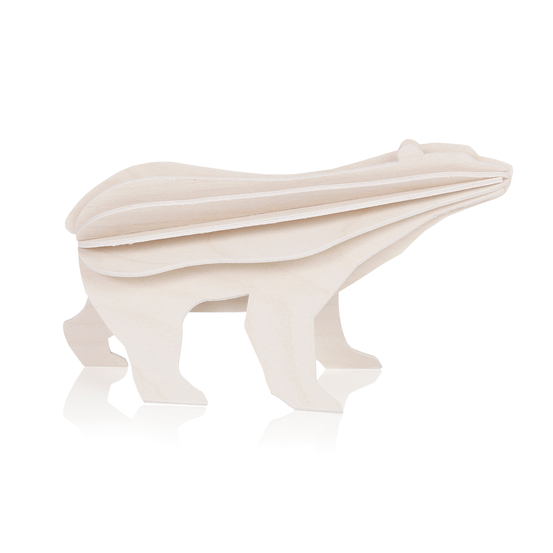 Ours polaire en bois à assembler 7cm blanc