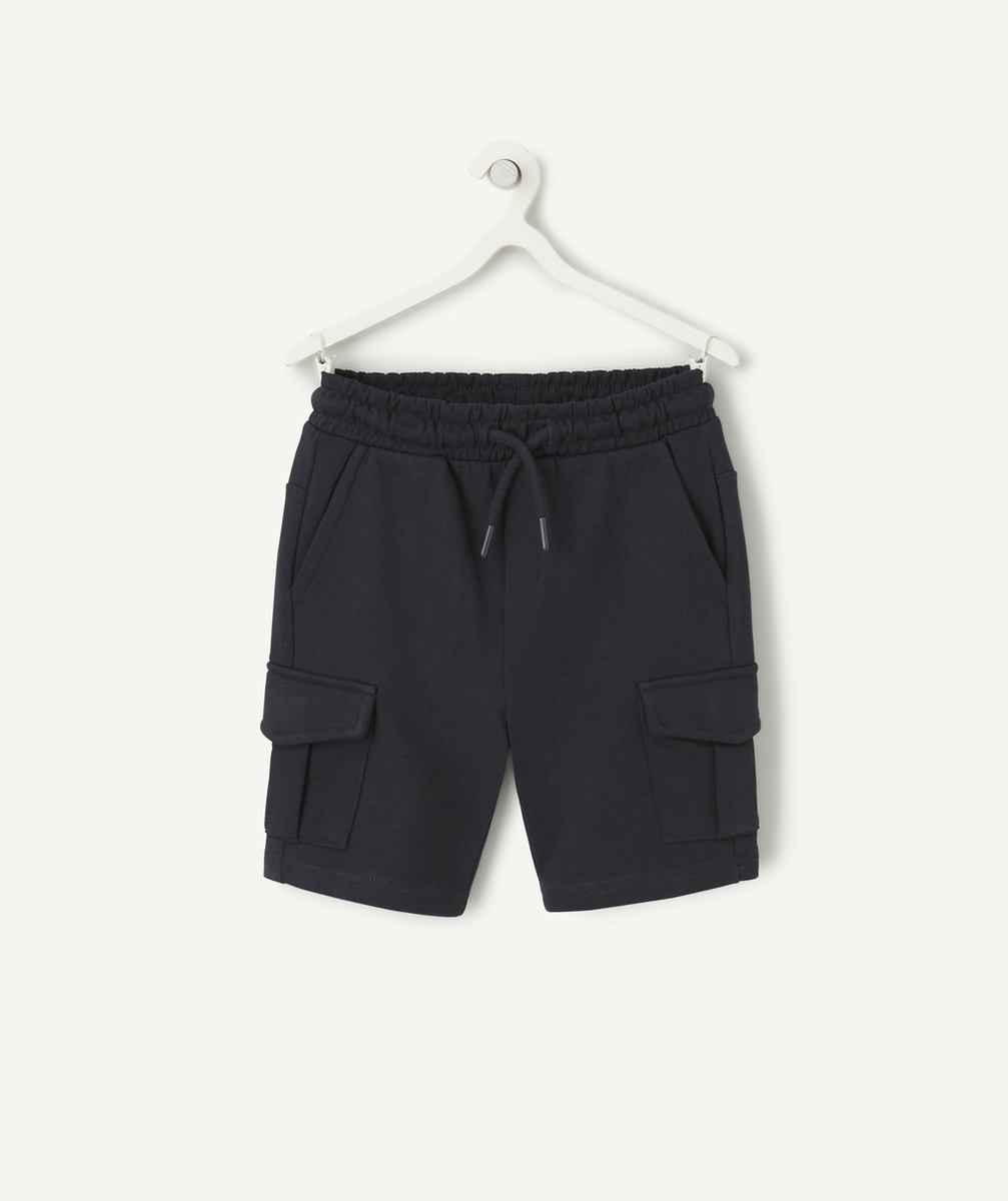 bermuda cargo garçon en coton bio bleu marine