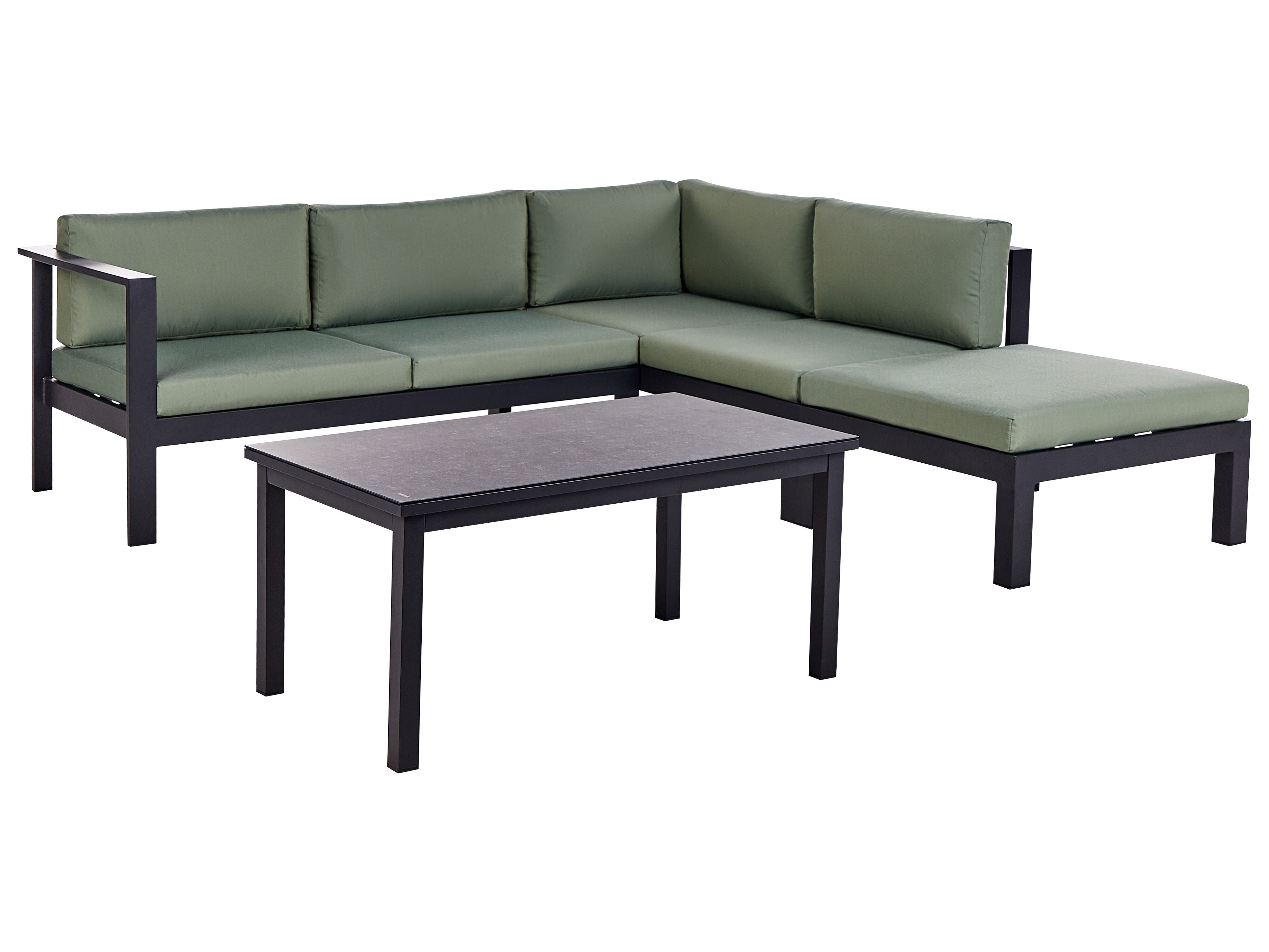 Tuin hoekloungeset met tafel 5-zits MESSINA linkszijdig Metaal Groen