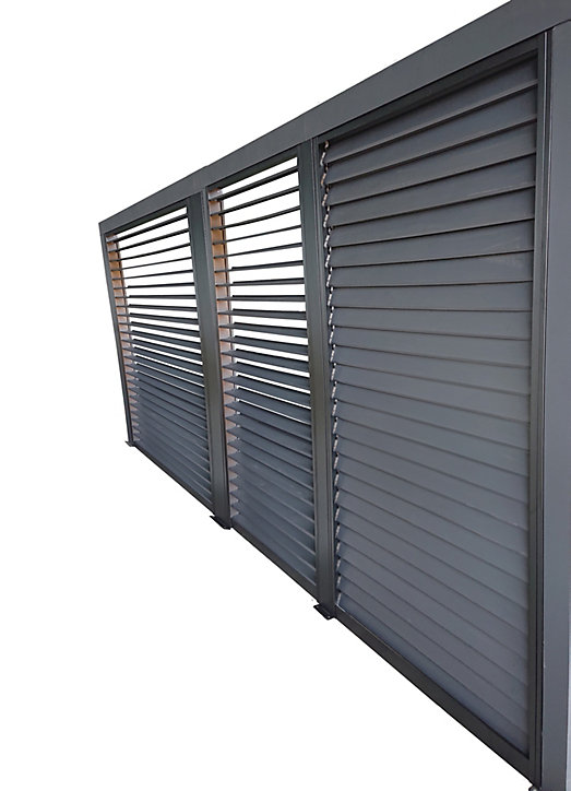 Côté ventelles aluminium gris 3,60 m pour pergola bioclimatique Habrita PER3630BI et PER3660BI
