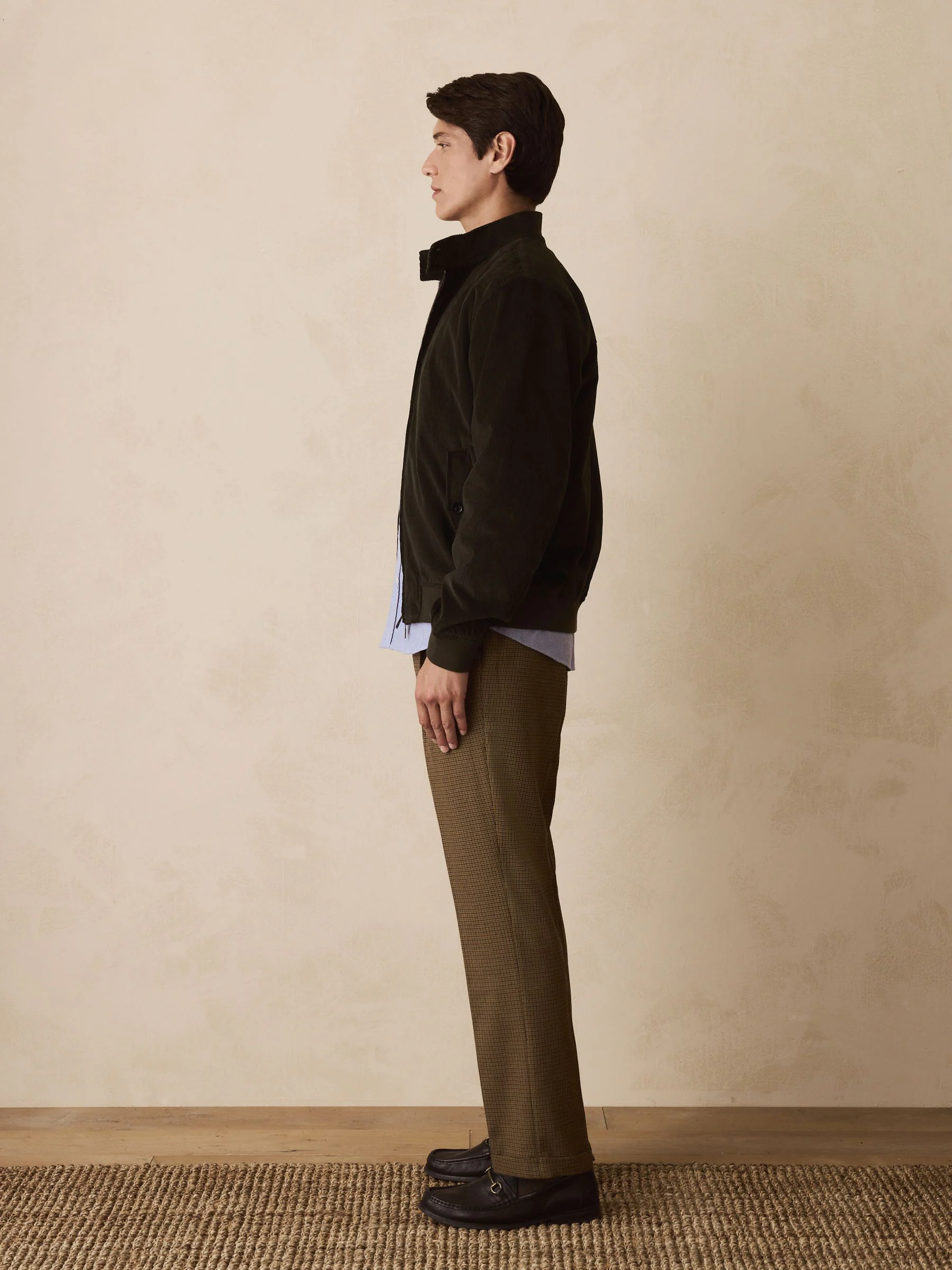 Bruin pied-de-poule - Slim Fit - Smart Textured Trousers