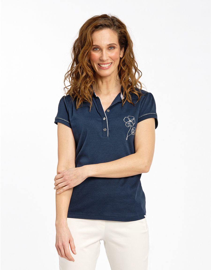 Polo bleu coton modal