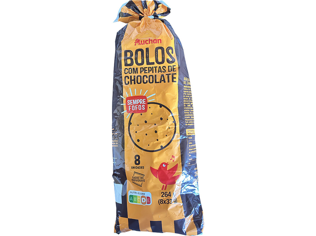 BOLOS AUCHAN COM PEPITAS CHOCOLATE 8X33G