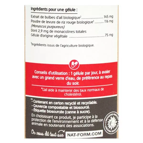 Nat & Form Arroz Vermelho Fermentado Ecológico e Alho Orgânico 90 Cápsulas Vegetais
