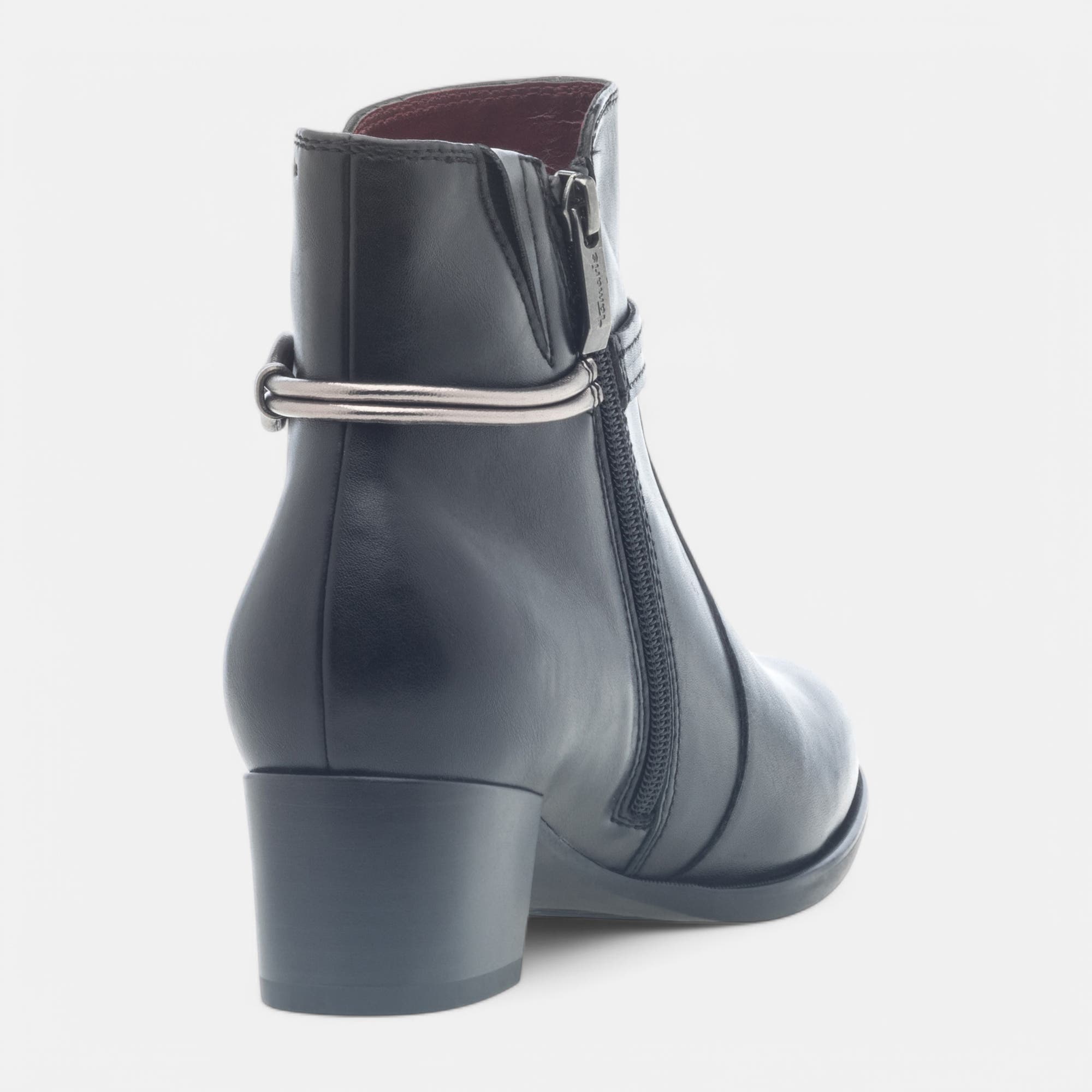 Bottines à talon Femme en cuir noir