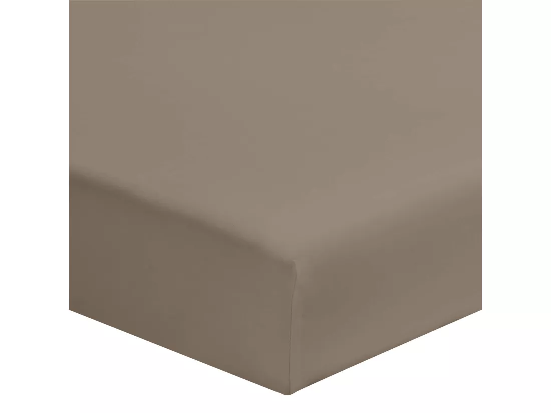 Drap housse taupe 100% coton biologique bonnet 30 cm 80x190