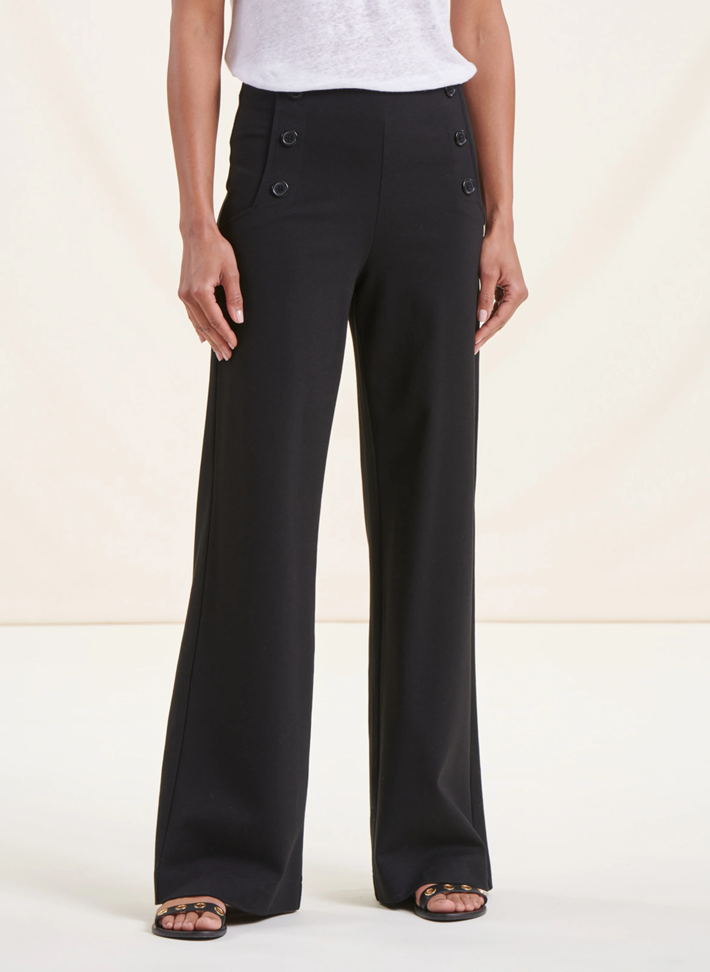 Pantalon taille haute large | Noir