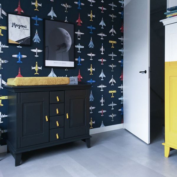Studio Ditte Vliegtuig Donker Behang