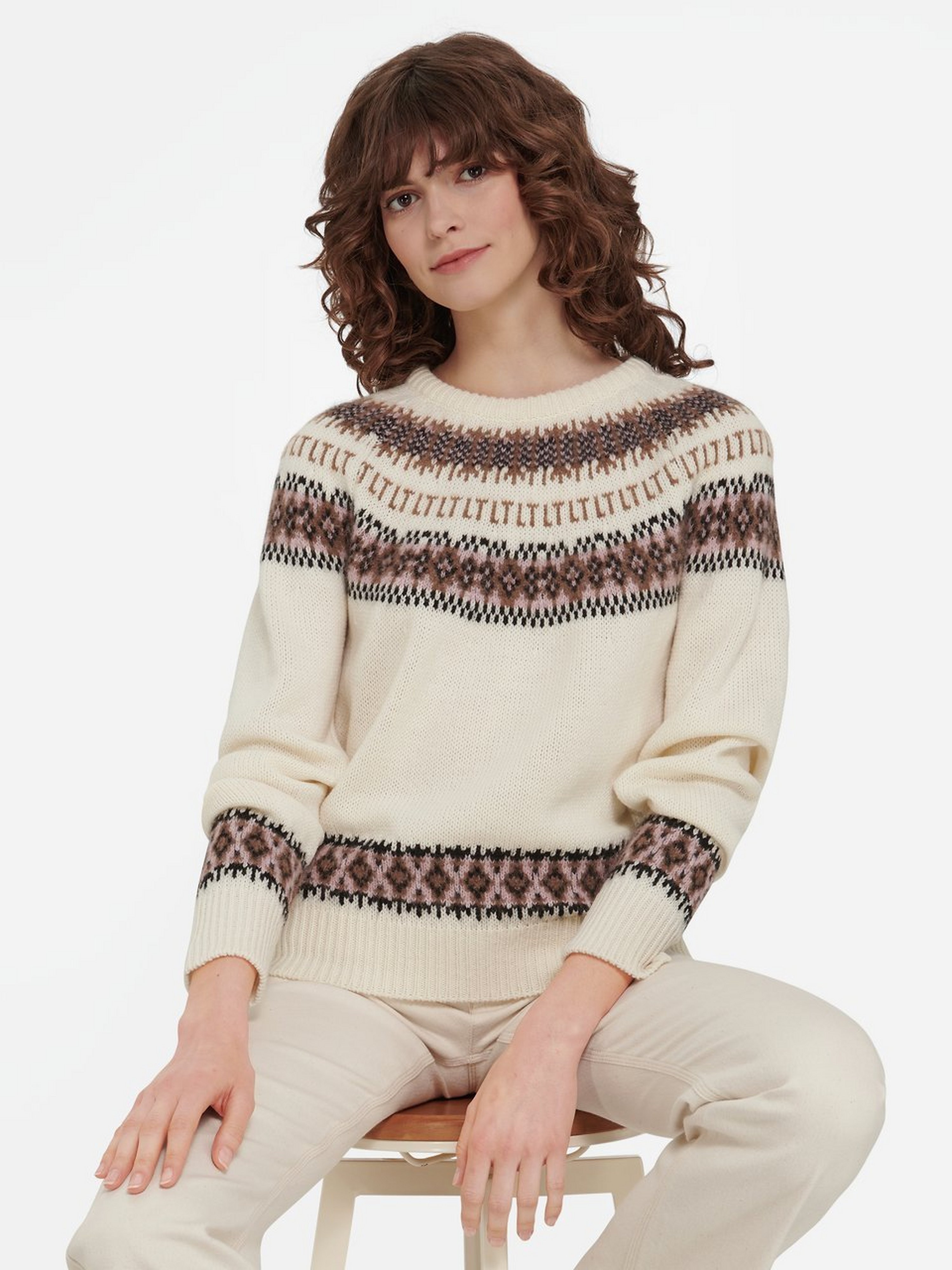 Rundhals-Pullover mit norwegischem Ethno-Design