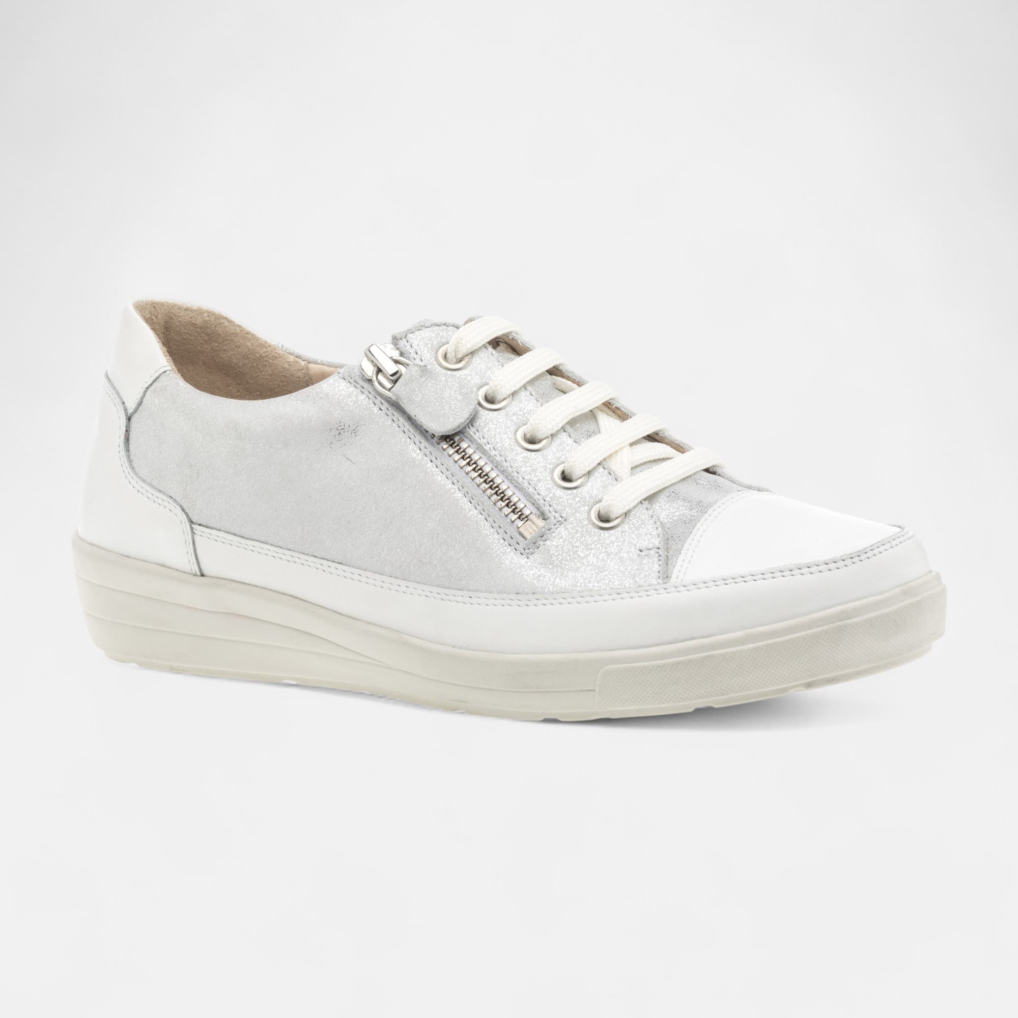 Baskets basses Femme en cuir argent