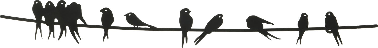 Decoris tuin wanddecoratie vogel zwart 60 x 1,6 x 6,6 cm