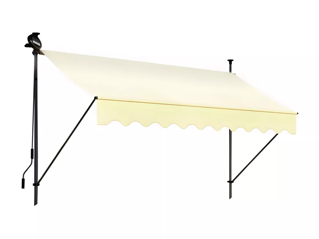 Store banne 250x150 cm avec éclairage led et manivelle