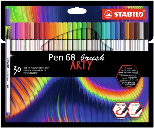 Stabilo Arty 68 brush - med 30 ass. stk. farver