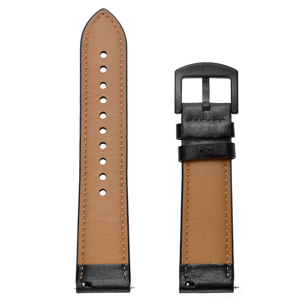 Echtleder Uhrenarmband Perforiert mit Dornschliesse (22mm) - Schwarz / Braun