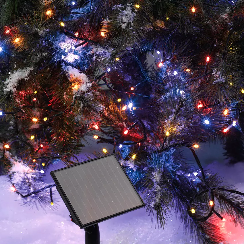 Guirlande lumineuse Solaire 5 m 50 LED câble noir Multicolore