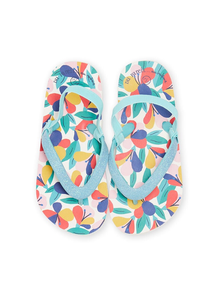 Tongs multicolores à imprimé fleuri enfant fille