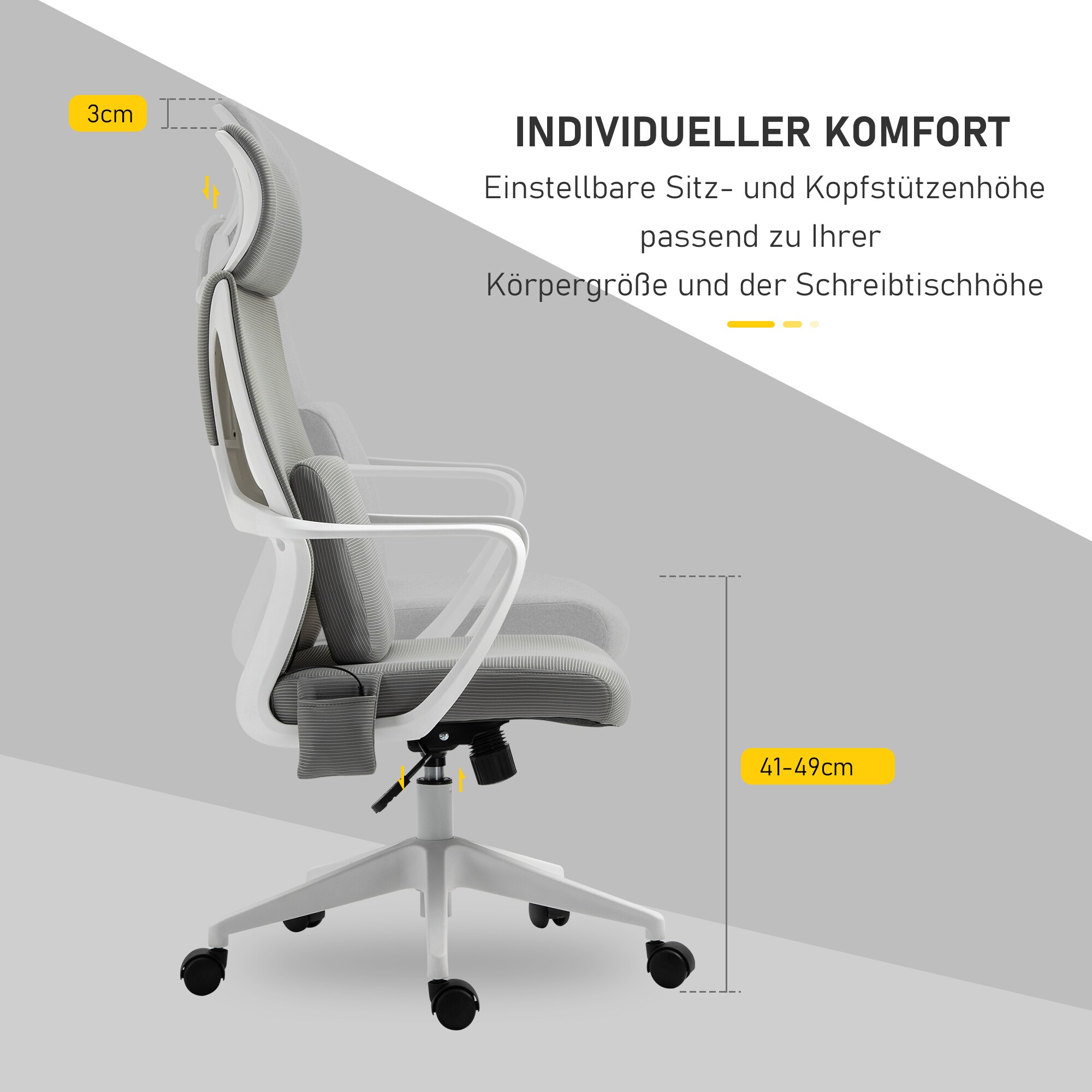 Vinsetto Bürostuhl mit Massagefunktion 62 x 60 x (113-123) cm (BxTxH)