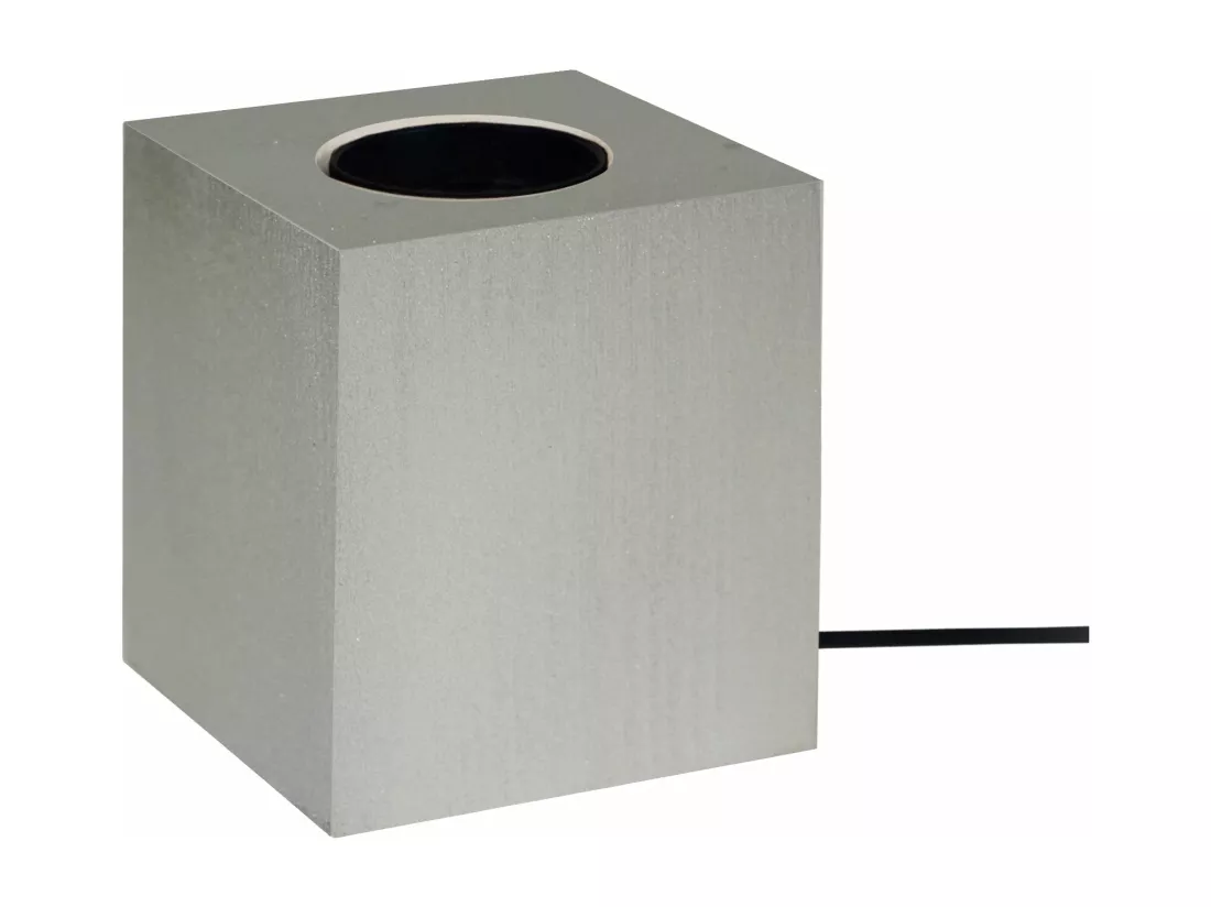 Pied de lampe carré bois aluminium 10,5 cm.