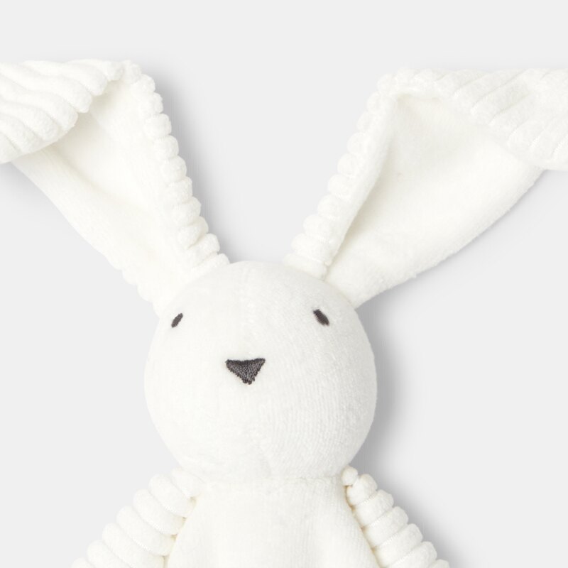 Doudou lapin en coton bi-matière blanc naissance Absorba Blanc