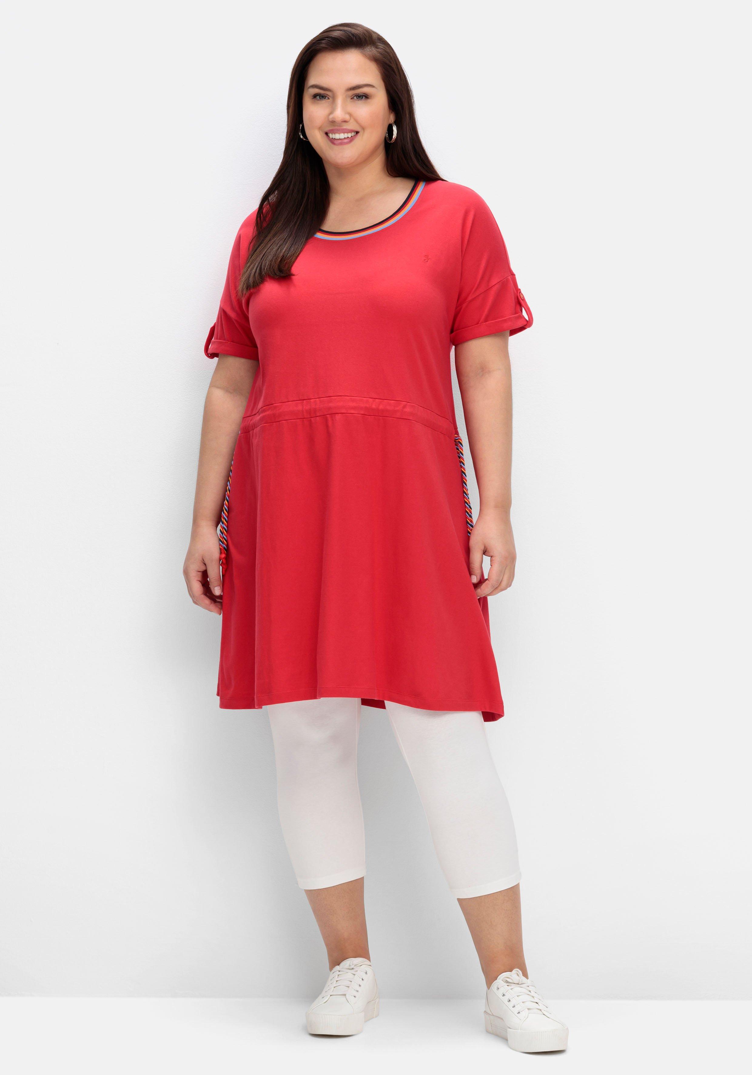 Jerseykleid mit Ringelbündchen und Tunnelzug